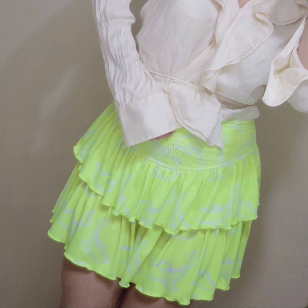 Vibrant Lime Layered Mini Skirt